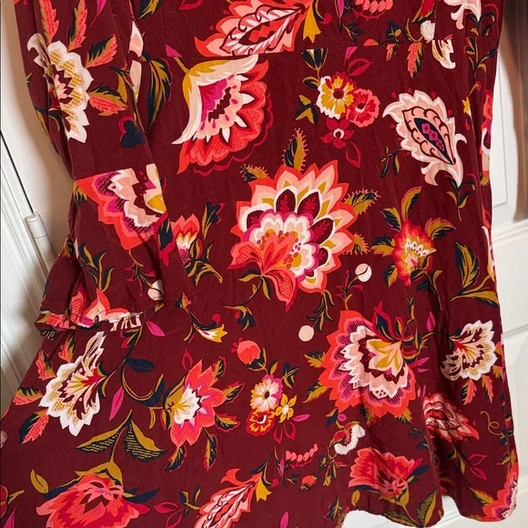 Old Navy Red Floral Long Sleeve Dress Sz 12 - Picture 4 of 9